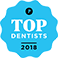 Top Dentists 2018 logo in blue, white, and black